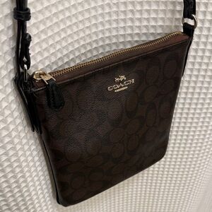 Coach Signature Brown and Black Crossbody Bag